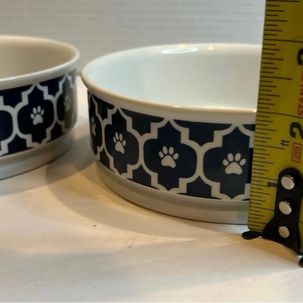 Bone Dry Ceramic Pet Feeding Dish Bowls Set of 2 Bundle